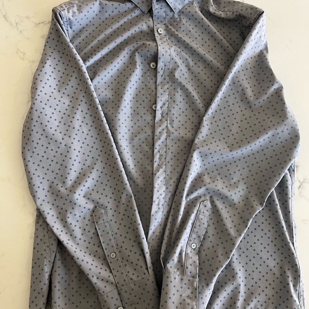Men's no-tuck Mizzen+Main Gray Patterned Shirt